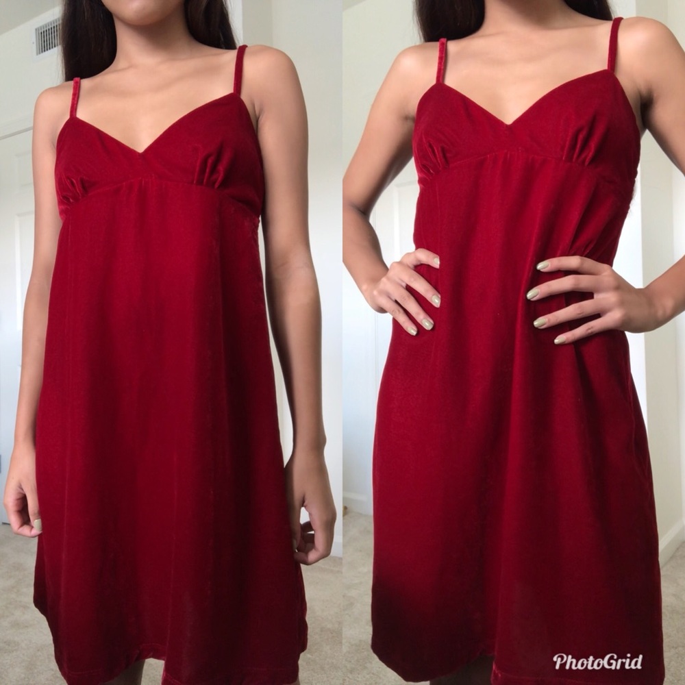 Zara Red Velvet Babydoll Dress